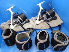 【サマーセール】　日本製　シマノ　チタノス　スーパーエアロ　キススペシャル　2台セット　替えスプール2個付き　投げ　希少　状態良好　　(03)のサムネイル