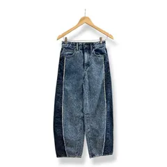 GU ジーユー 2トーンバレルレッグジーンズ レディースS ブルー 356425