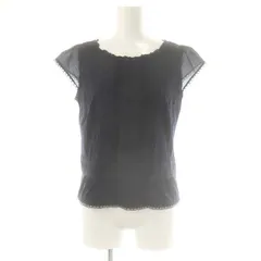 トッカ TOCCA バックジップコットンレースノースリーブブラウス 半袖 M 紺 ネイビー /AT ■OSのサムネイル