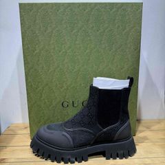 GUCCI GG柄 サイドゴアブーツ キャンバス ブラック - メルカリ