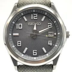 【落ち着いた印象のグレー文字盤】SEIKO セイコー セレクション 7B72-0AA0 電波ソーラー メンズ腕時計 デイト表示 ナイロンベルト ステンレスケース 日常生活防水 カジュアル シンプル 普段使い 通勤 通学 ブランド腕時計