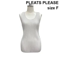 □ プリーツプリーズ PLEATS PLEASE タンクトップ ノースリーブ オーバルネック プリーツ加工 トップス グレー F M～L レディース Z6C496のサムネイル