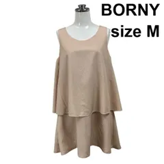 □ ボルニー BORNY ワンピース ノースリーブ ミニ丈 シフォン  レイヤード セットアップ調 ピンクベージュ M 9号 レディース S6E388のサムネイル