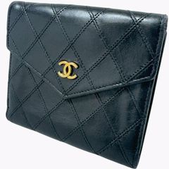 シャネル ビコローレ Wホック 二つ折り財布 コンパクト財布 ブラック