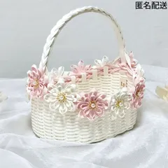 【受注制作】リングピローかご ｜フラワーガールバスケット｜フラワーシャワーかご｜結婚式 フラワーバスケット｜手編みのサムネイル
