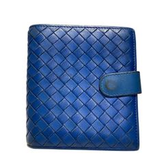 Bottega Veneta マキシイントレチャート 二つ折財布 ブルー レザー