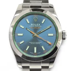 ロレックス Rolex 腕時計 ミルガウス 116400GV ルーレット刻印 ランダムシリアル 夜光インデックス 夜光針 サンレイ ブルー文字盤 グリーンサファイアガラス SS 自動巻き 【箱・保付き】 【中古】のサムネイル