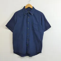 Eddie Bauer エディバウアー 半袖 ボタンダウン シャツ BD コットン バナナ繊維 ブレンド ネイビー S アウトドア カジュアル 古着 E732のサムネイル