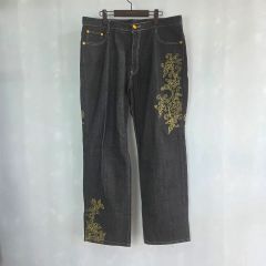 タグ未使用品 近年 レオナール デニムライクパンツ 花柄 日本製 洗える 