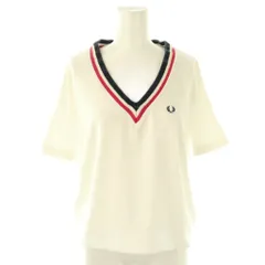 フレッドペリー FRED PERRY ミニパイルフレンチスリーブチルデンニット カットソー 10 ホワイト ネイビー レッド /DO ■OSのサムネイル