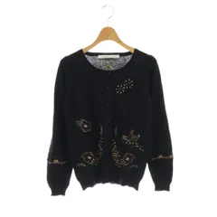 シェリーラファム Cherir la femme 刺繍 カーディガン 長袖 ニット M ブラック /HK ■OSのサムネイル