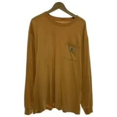 【中古】　Carhartt　ロンT　長袖　トップス　クルーネック　無地　ロゴT　ワンポイント　胸ポケット　オーバーサイズ　古着　/7061