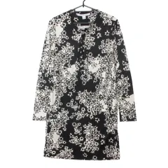 DIANE VON FURSTENBERG ダイアンフォンファステンバーグ ワンピース  シルク100% 総柄 長袖  ブラック 4【M】 レディース 【中古】