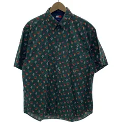 【中古】　TOMMY HILFIGER　柄シャツ　半袖　トップス　ボタンダウン　胸ポケット　総柄　古着　/1953