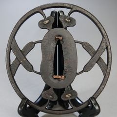 骨董逸品【雲龍図鍔 真鍮地 片切彫】 日本刀 刀装具 鍔 鐔 武具 江戸