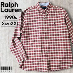 Ralph Lauren ラルフロレーン■美品 1990s 長袖 オンブレチェック柄 BD オックスフォードシャツ XXL マチ付 CLASSIC FIT ビッグシルエット グラデーション シャドー  大きいサイズ