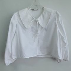 未使用【ザラ】ブラー フラワー サテン 長袖シャツ ぼかしプリント 花 