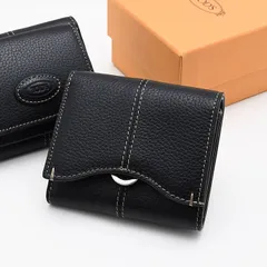 TOD'S トッズ 財布 レザーウォレット XAWDBNB2000XSO レディース ブラック カーフレザー 三つ折り財布 スナップボタン開閉 ロゴのサムネイル