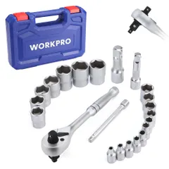 WORKPRO ソケットレンチセット ガレージツールセット ラチェットレンチ 22点組 差込角 12.7mm&9.5mm&6.35mm 3in1ラチェットレンチトハンドル バイク 自動車整備 カーメンテナンス 工具セット 収納ケース付★ 61cf7d8a