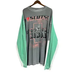 VETEMENTS ヴェトモン 18AW Multicolor Ninja Tee On Tee 転写プリントオーバーサイズ長袖カットソー UAH19TR325 XS グリーン 15432のサムネイル