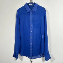 最高級 LE CIEL BLEU シルクシャツ シースルー ブルー系 絹100%のサムネイル