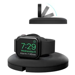 PZOZ Apple Watch 充電スタンド Apple Watch Series 6/5/4/3/2/1 シリコン 充電 クレードル ドック 収納 アップルウォッチ 44mm/42mm/40mm/38mm シリーズ 全機種対応（ブラック）のサムネイル
