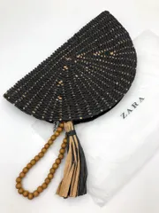 美品 ZARA basic ザラ ベーシック ハーフムーン ストロークラッチバッグ 2way ショルダー バッグ 黒 ■◆ レディース