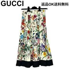 【返品OK】良品 GUCCI グッチ フローラ スネーク シルクスカート 42サイズ 409370 花柄 フラワー ロングスカート レディース【D467901262911ミ2605】