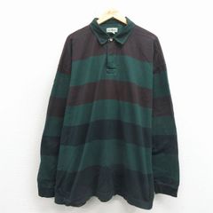 FB COUNTY 半袖ニット ポロシャツ ハーフボタン 黒 緑 ボーダー XL 