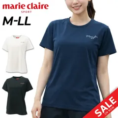 マリ・クレール 半袖 ワンポイントロゴ Tシャツ レディース marie claire SPORT 吸水速乾 スポーツウェア トレーニング ランニング  ヨガ   レディースウエア  /416-901のサムネイル