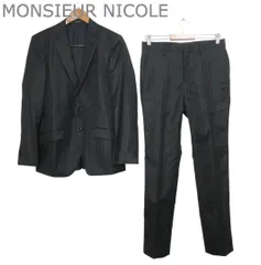 MONSIEUR NICOLE ムッシュニコル セットアップ スーツ シングル 2B テーラードジャケット×スラックス ブラック サイズ46 メンズ 極美品のサムネイル
