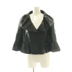 ミス アシダ miss ashida ジャケット 7 黒 ブラック 型押し柄 ショールカラー 七分袖 ベルスリーブ /AG ■OSのサムネイル