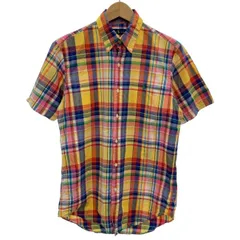 【中古】　RALPH LAUREN　チェックシャツ　半袖　トップス　ボタンダウン　ワンポイント　スモールポニー　刺しゅう　古着　/1122