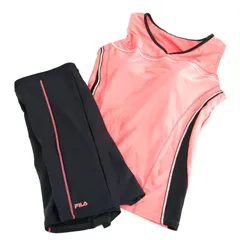 未使用 FILA 水着 3L タンキニ セパレート フィットネス カップ付き タグ付き ピンク ブラック スイム フィラ