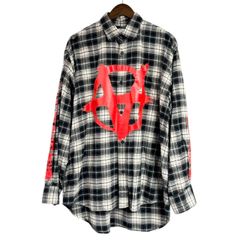 VETEMENTS ヴェトモン DOUBLE ANARCHY LOGO FLANNEL SHIRT アナーキー 