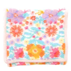 フェイラー FEILER ラブラリーバイ 美品 ハンカチポーチ 総柄 ドリーミーフルール 花柄 シュニール織 ピンク /AE