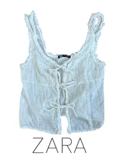 ZARA レディース レースフリンジタンクトップ S