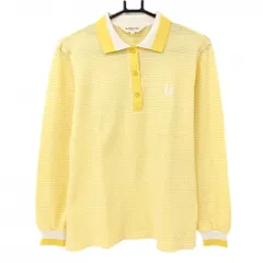 【超美品】ランバンゴルフ 長袖ポロシャツ イエロー×白 ドット風織生地 レディース M ゴルフウェア LANVIN SPORTのサムネイル