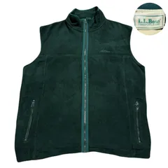 LLBean L.L.Bean エルエルビーン FleeceVest フリースベスト EmbroideredLogo 刺繍ロゴ CursiveLogo 筆記体ロゴ 70s 80s Polyester ポリエステル Green グリーン 緑色 L相当のサムネイル