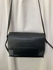 【訳あり】GIORGIO ARMANI ジョルジオアルマーニ エンボス レザー ロゴ ショルダーバッグ 黒 via borgonuovo 11 milanoのサムネイル