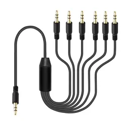 新品 Duttek 3.5mm オーディオ分配ケーブル 3極/TRSイヤホン分岐コード 6分配ケーブル、スマートフォン・コンピューター・MP3・イヤホン・スピーカー用 3.5mmオスオス ヘッドホンスプリッター変換ケーブル (50センチメートル)のサムネイル