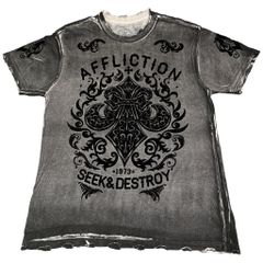 メルカリ内これのみ正規品 美品 希少 Affliction Tシャツ 水色 黒 