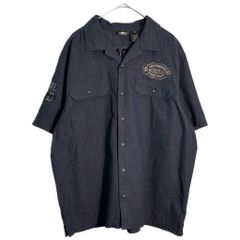 HARLEY DAVIDSON 할리 데이비슨 오픈 칼라 반소매 셔츠 네이비(맨즈 XL) 중고 헌 옷 Y1803