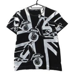 04SS tricot COMME des GARCONS 트리코콤 데 걸슨 반소매 T셔츠 스쿠터 유니온 잭 프린트 반소매 크루넥 컷소우 블랙 레이디스 [중고]