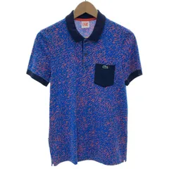 【中古】　LACOSTE LIVE　ポロシャツ　半袖　トップス　総柄　胸ポケット　ワンポイント　クロコダイル　ワッペン　古着　/0111のサムネイル