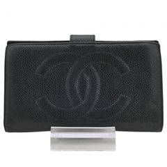 4045 CHANEL シャネル キャビアスキン ガマ口 長財布 ブラック 黒 