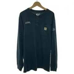 【中古】　Carhartt　ロンT　長袖　トップス　ヘンリーネック　ロゴT　ワンポイント　無地　胸ポケット　アメカジ　古着　/7061