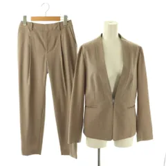 グリーンレーベルリラクシング ユナイテッドアローズ green label relaxing ジャケット ノーカラー パンツ テーパード 36 34 モカ /NR ■OS