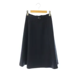 レッセパッセ LAISSE PASSE フレアスカート S ネイビー 無地 ロング丈 バックル付き /OK ■OSのサムネイル