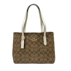 COACH(コーチ) トートバッグ シグネチャー柄 F73293 ライトブラウン×ブラウン×アイボリー レザー